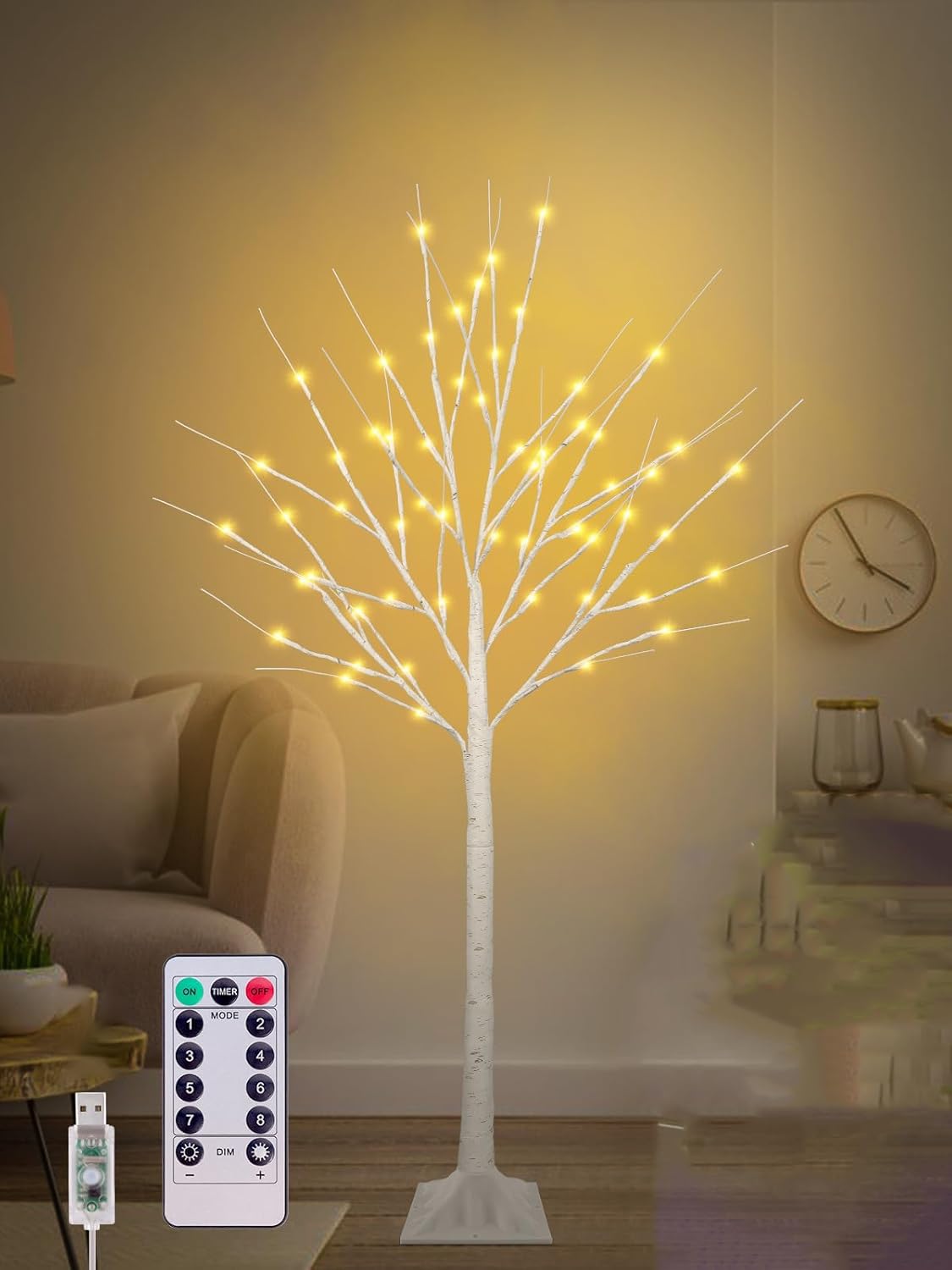 【送料無料】【高さ120cm】白樺風ツリー ブランチ 北欧風 LED 観葉植物 g156006]【高さ120cm】Schnee 白樺風ツリー クリスマスツリー